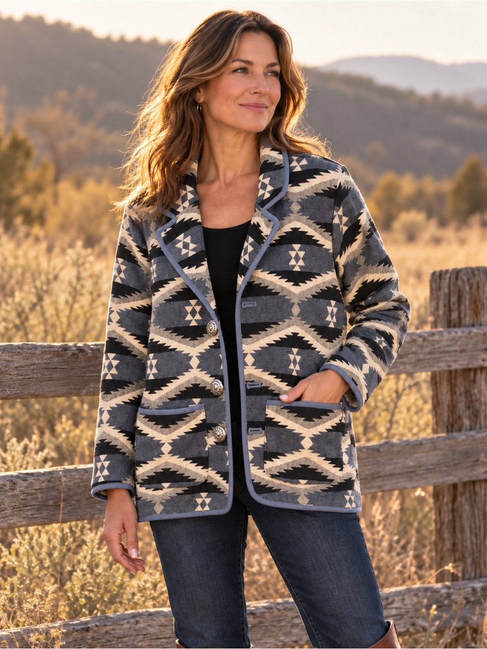 Vintage Haband Southwestern Tapestry Jacket | Western Boho Blazer 100% cotton|XX